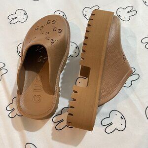 Gucci Brown Platform Slide Sandals
